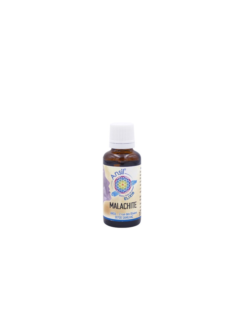 Malachite élixir de cristal action anti douleur et lutte contre la fatigue intellectuelle
