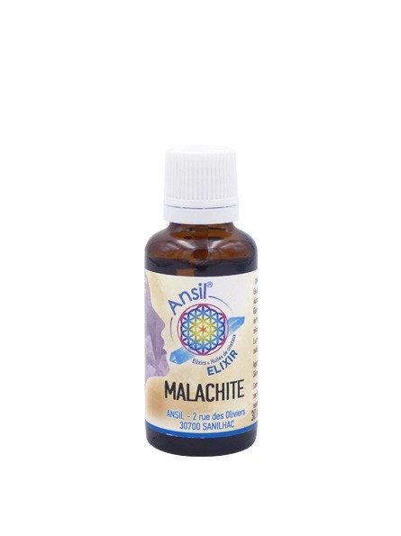 Malachite élixir de cristal action anti douleur et lutte contre la fatigue intellectuelle