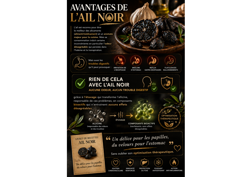 Ail noir, sans odeur ni troubles digestifs